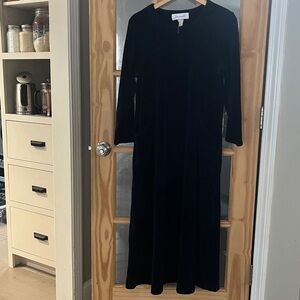 Vintage Diamond Tea 1/2 Zip Up Velvet Robe Kaftan dark navy blue